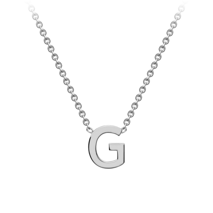 PETITE 'G' INITIAL NECKLACE | 9K SOLID WHITE GOLD