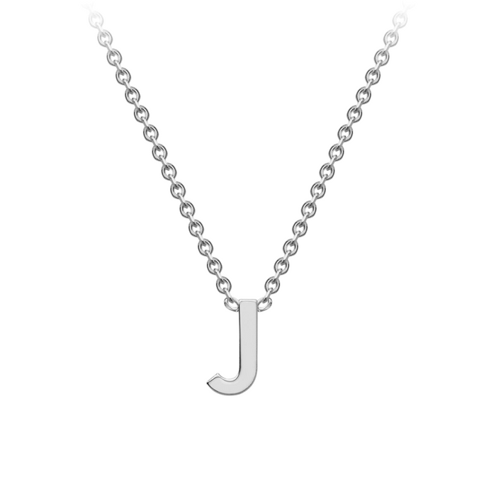 PETITE 'J' INITIAL NECKLACE | 9K SOLID WHITE GOLD