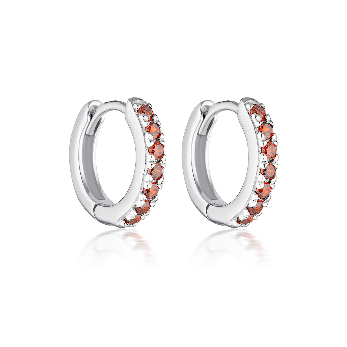 JANUARY GARNET BIRTHSTONE HUGGIES | SILVER