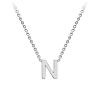 PETITE SINGLE INITIAL NECKLACE | 9K SOLID WHITE GOLD