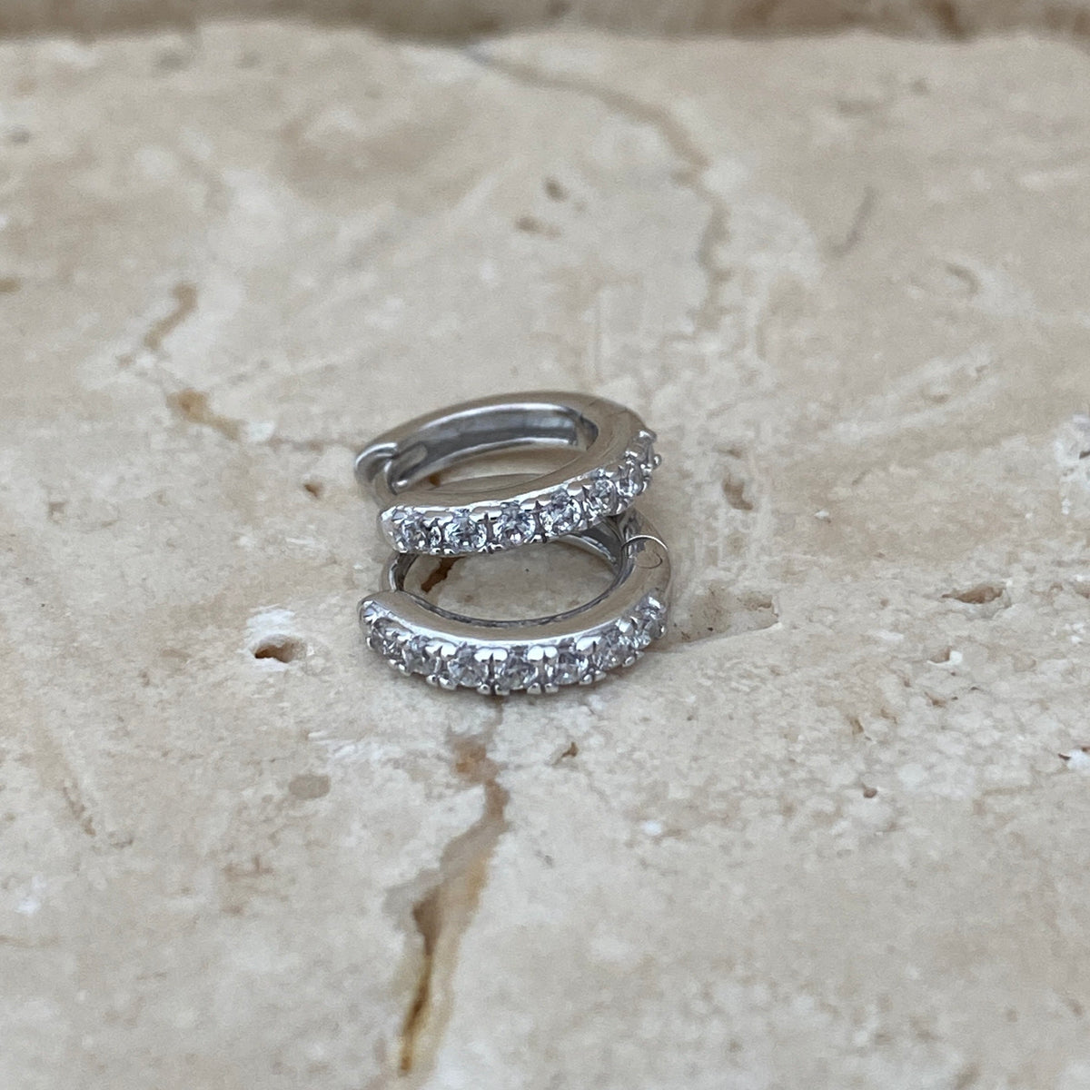 APRIL DIAMOND BIRTHSTONE HUGGIES | SILVER
