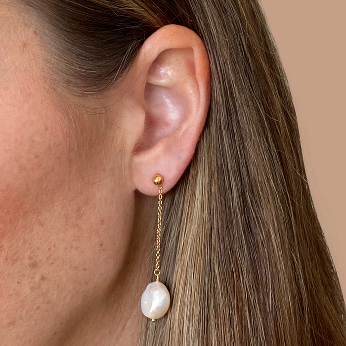 IRIS PEARL DROP EARRINGS | GOLD