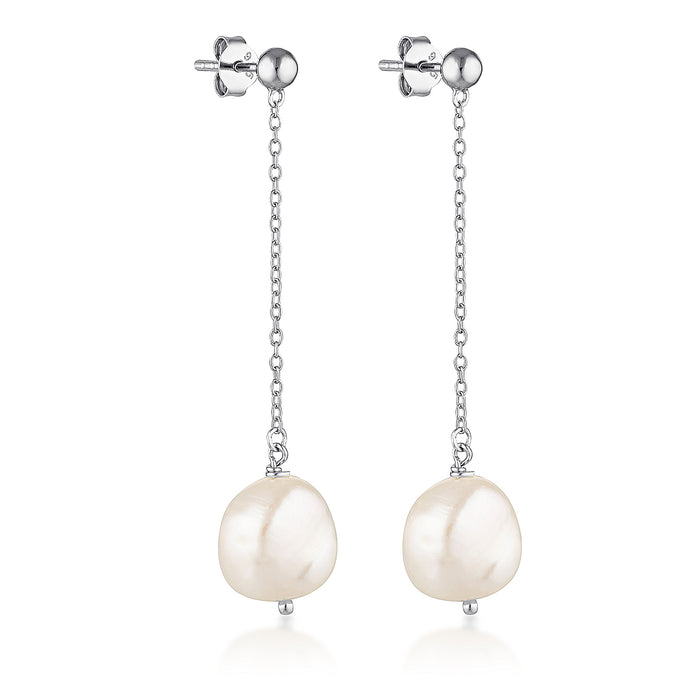 IRIS PEARL DROP EARRINGS | SILVER