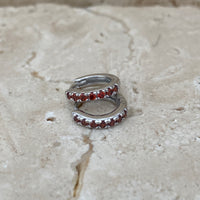 JANUARY GARNET BIRTHSTONE HUGGIES | SILVER