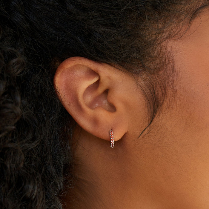 JANUARY GARNET BIRTHSTONE HUGGIES | SILVER