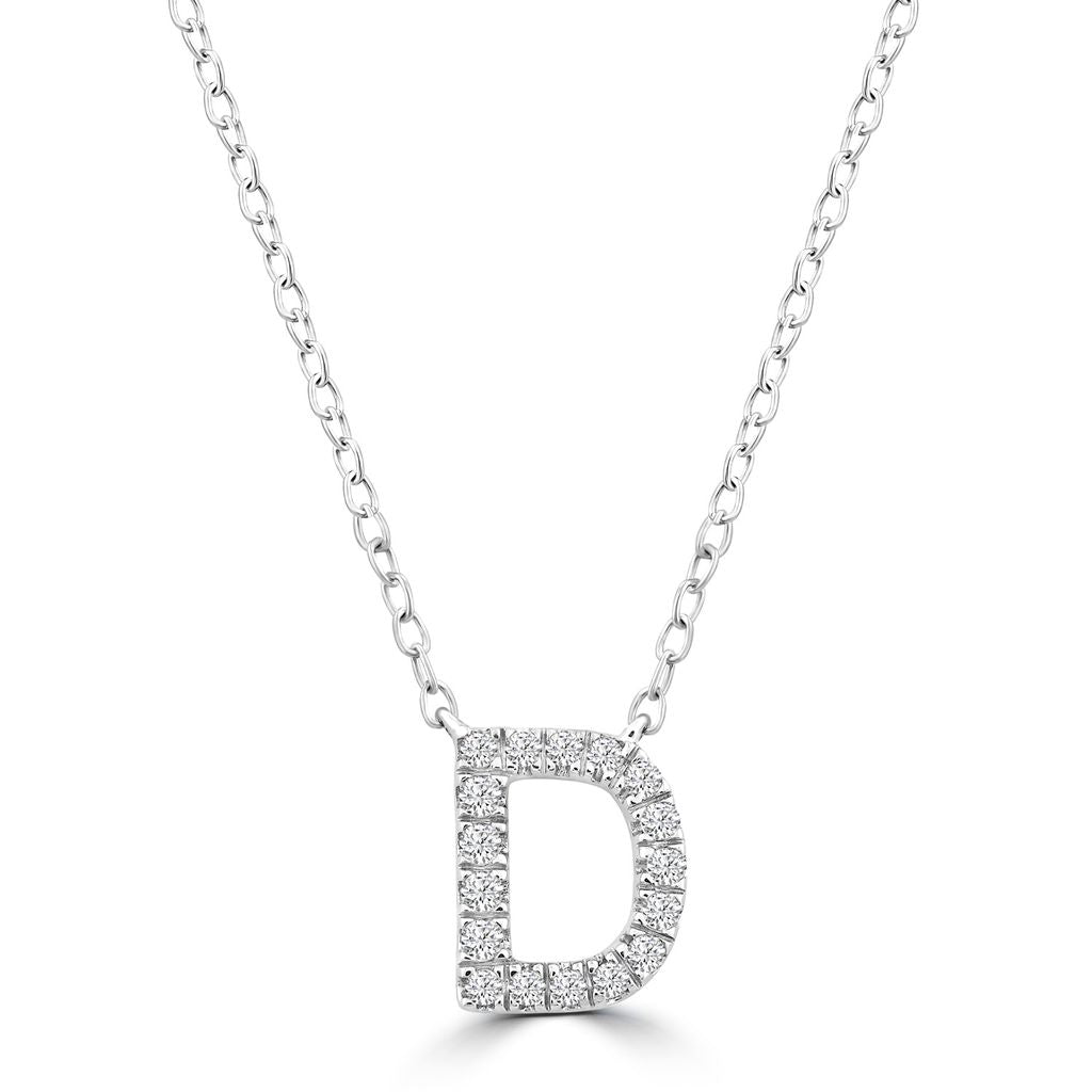 DIAMOND INITIAL NECKLACE | 9K SOLID WHITE GOLD
