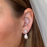 OLIVIA PEARL EARRINGS | SILVER