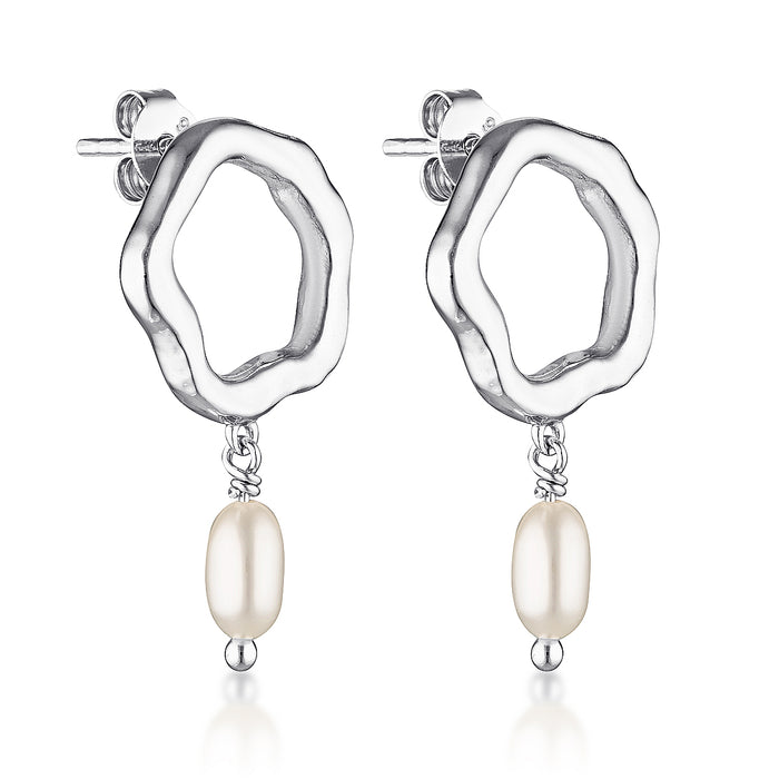 PEONY PEARL EARRINGS | SILVER
