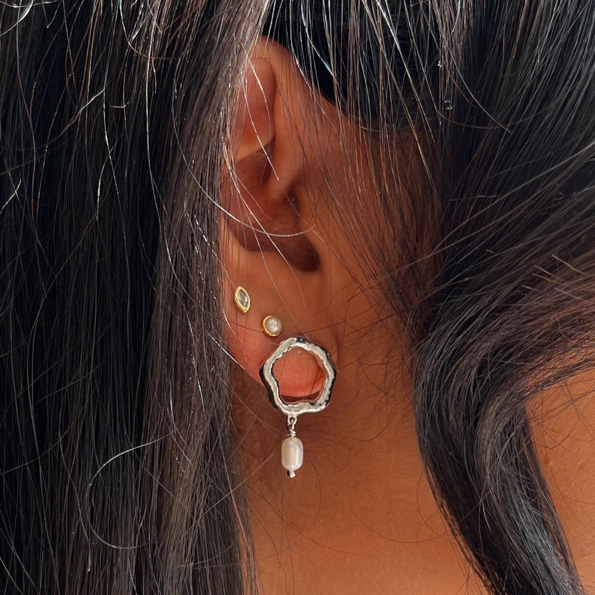 PEONY PEARL EARRINGS | SILVER