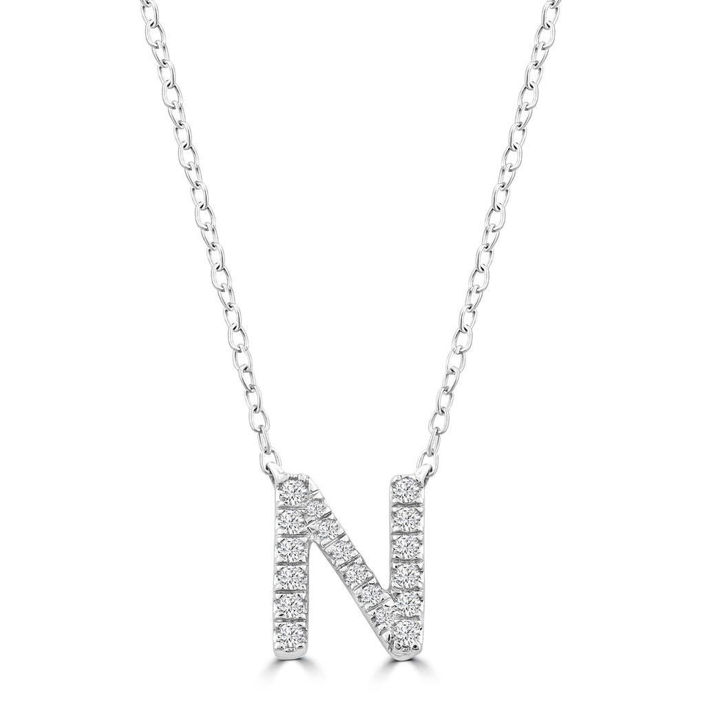 DIAMOND INITIAL NECKLACE | 9K SOLID WHITE GOLD