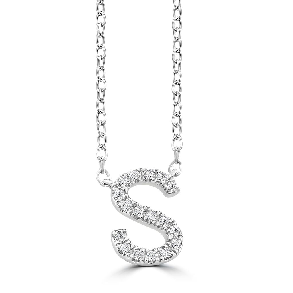 DIAMOND INITIAL NECKLACE | 9K SOLID WHITE GOLD