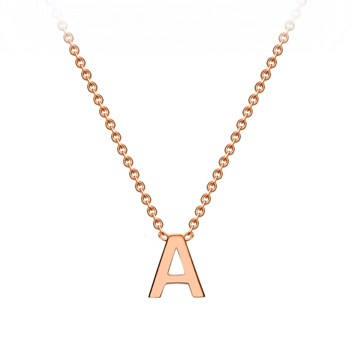 PETITE 'A' INITIAL NECKLACE | 9K SOLID ROSE GOLD