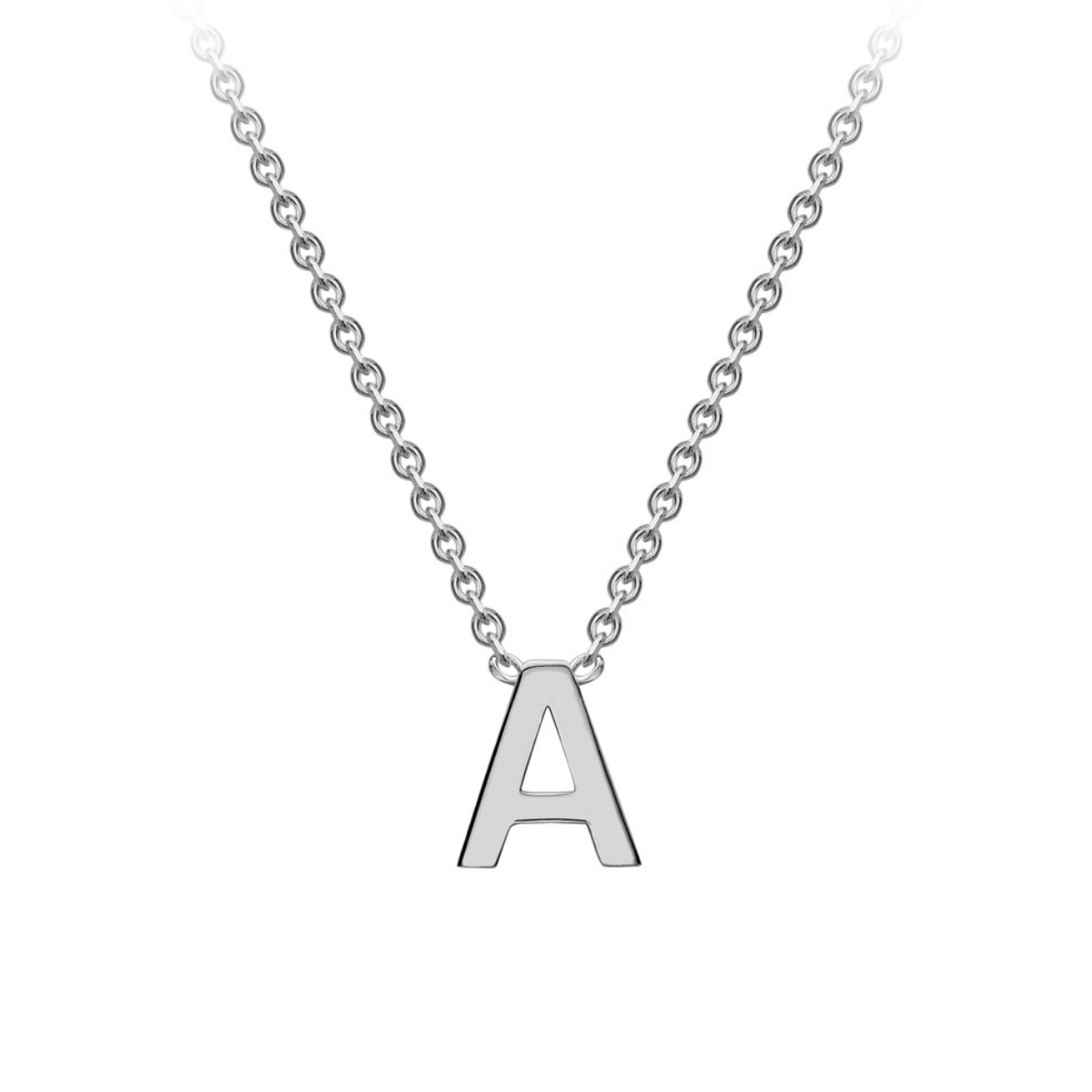 PETITE A INITIAL NECKLACE 9K SOLID WHITE GOLD EL RO Jewellery