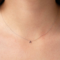 PETITE INITIAL NECKLACE | 9K SOLID WHITE GOLD