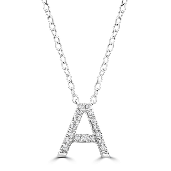 DIAMOND INITIAL NECKLACE | 9K SOLID WHITE GOLD