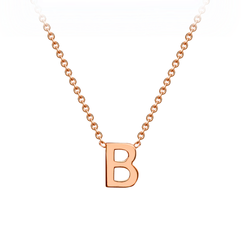 PETITE 'B' INITIAL NECKLACE | 9K SOLID ROSE GOLD