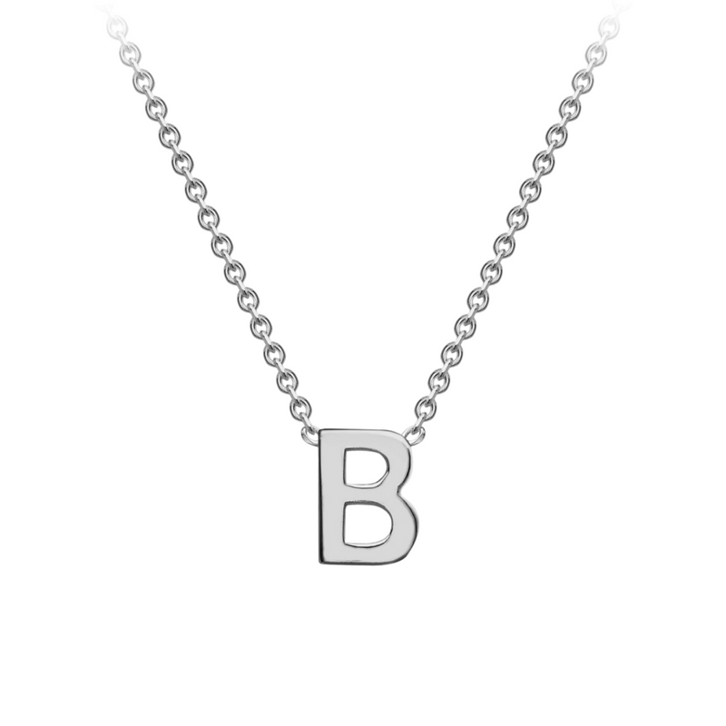 PETITE 'B' INITIAL NECKLACE | 9K SOLID WHITE GOLD