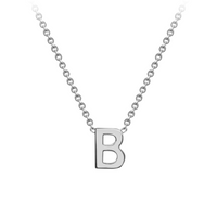 PETITE 'B' INITIAL NECKLACE | 9K SOLID WHITE GOLD