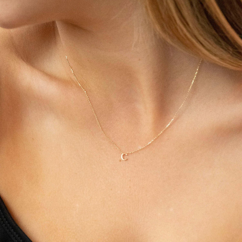PETITE INITIAL NECKLACE | 9K SOLID ROSE GOLD
