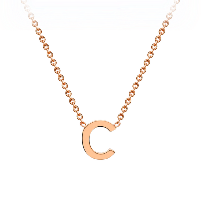 PETITE 'C' INITIAL NECKLACE | 9K SOLID ROSE GOLD