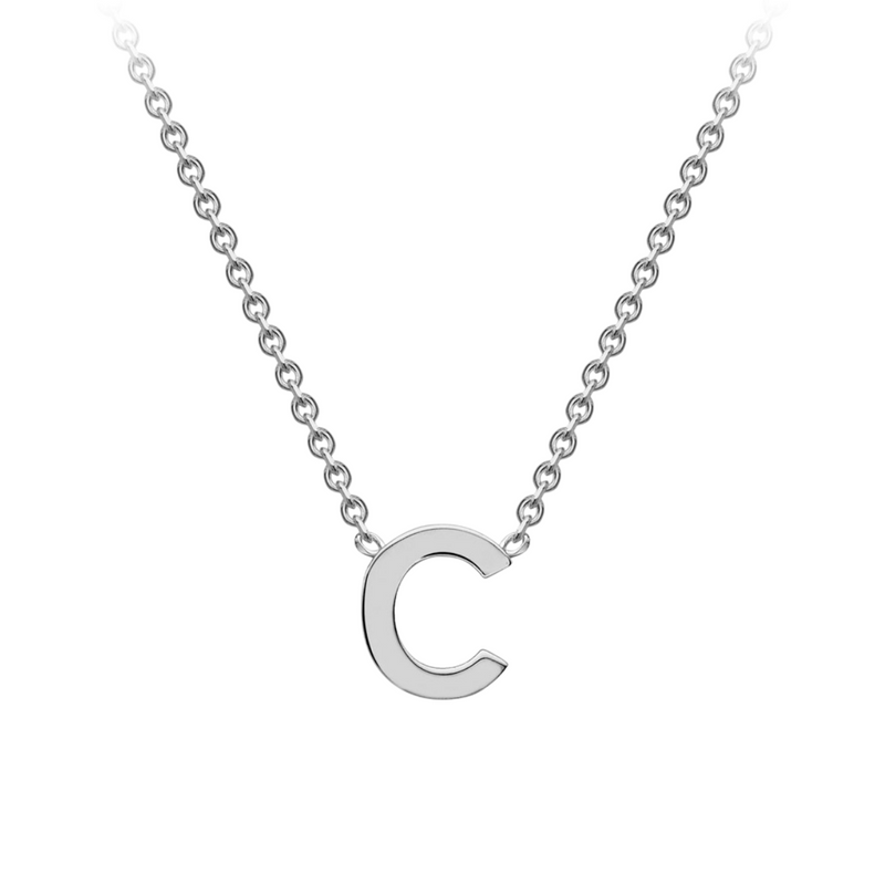 PETITE 'C' INITIAL NECKLACE | 9K SOLID WHITE GOLD