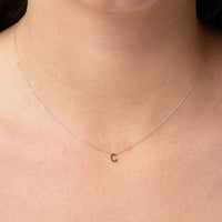 PETITE 'C' INITIAL NECKLACE | 9K SOLID WHITE GOLD