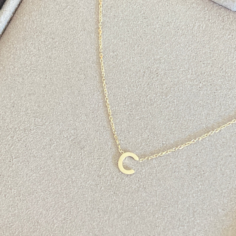 PETITE 'C' INITIAL NECKLACE | 9K SOLID GOLD