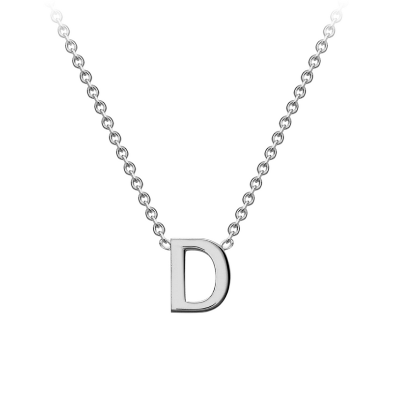 PETITE 'D' INITIAL NECKLACE | 9K SOLID WHITE GOLD