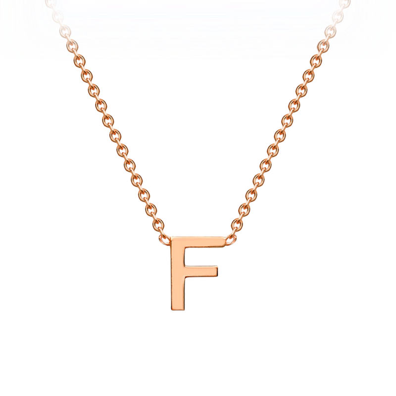 PETITE 'F' INITIAL NECKLACE | 9K SOLID ROSE GOLD