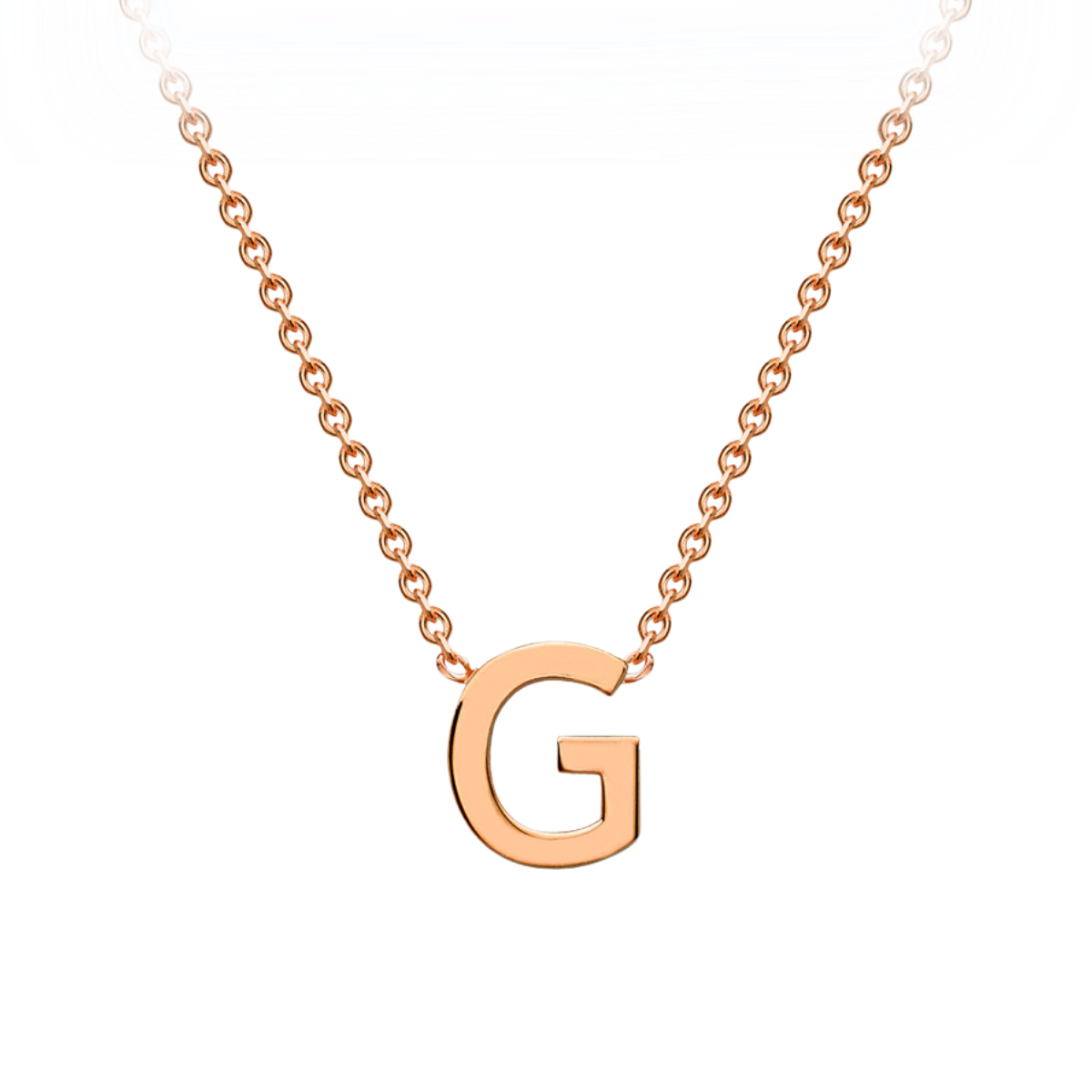 PETITE 'G' INITIAL NECKLACE | 9K SOLID ROSE GOLD