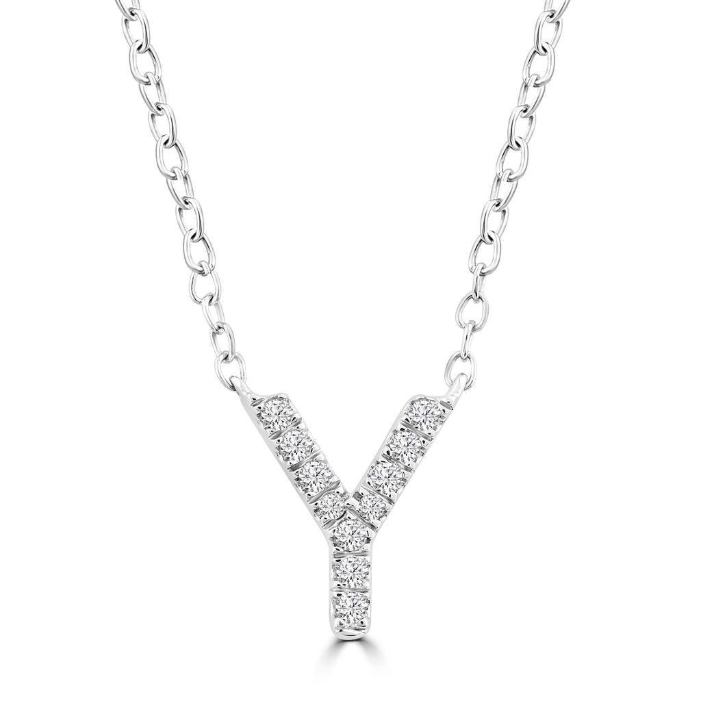 DIAMOND INITIAL NECKLACE | 9K SOLID WHITE GOLD