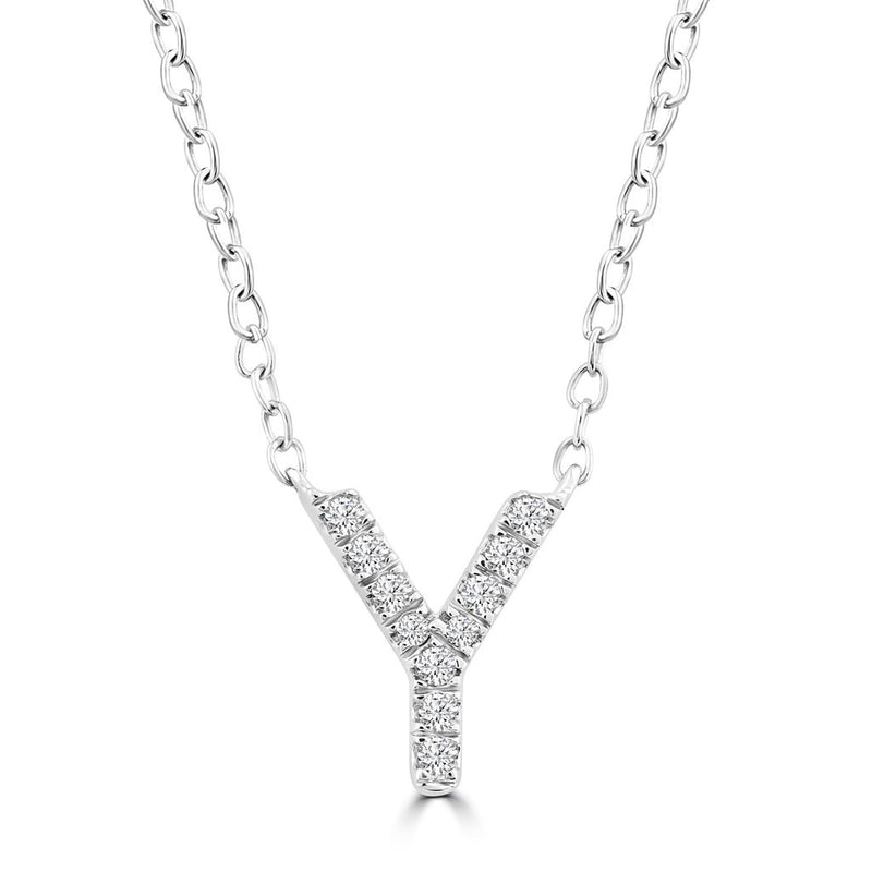 DIAMOND INITIAL NECKLACE | 9K SOLID WHITE GOLD
