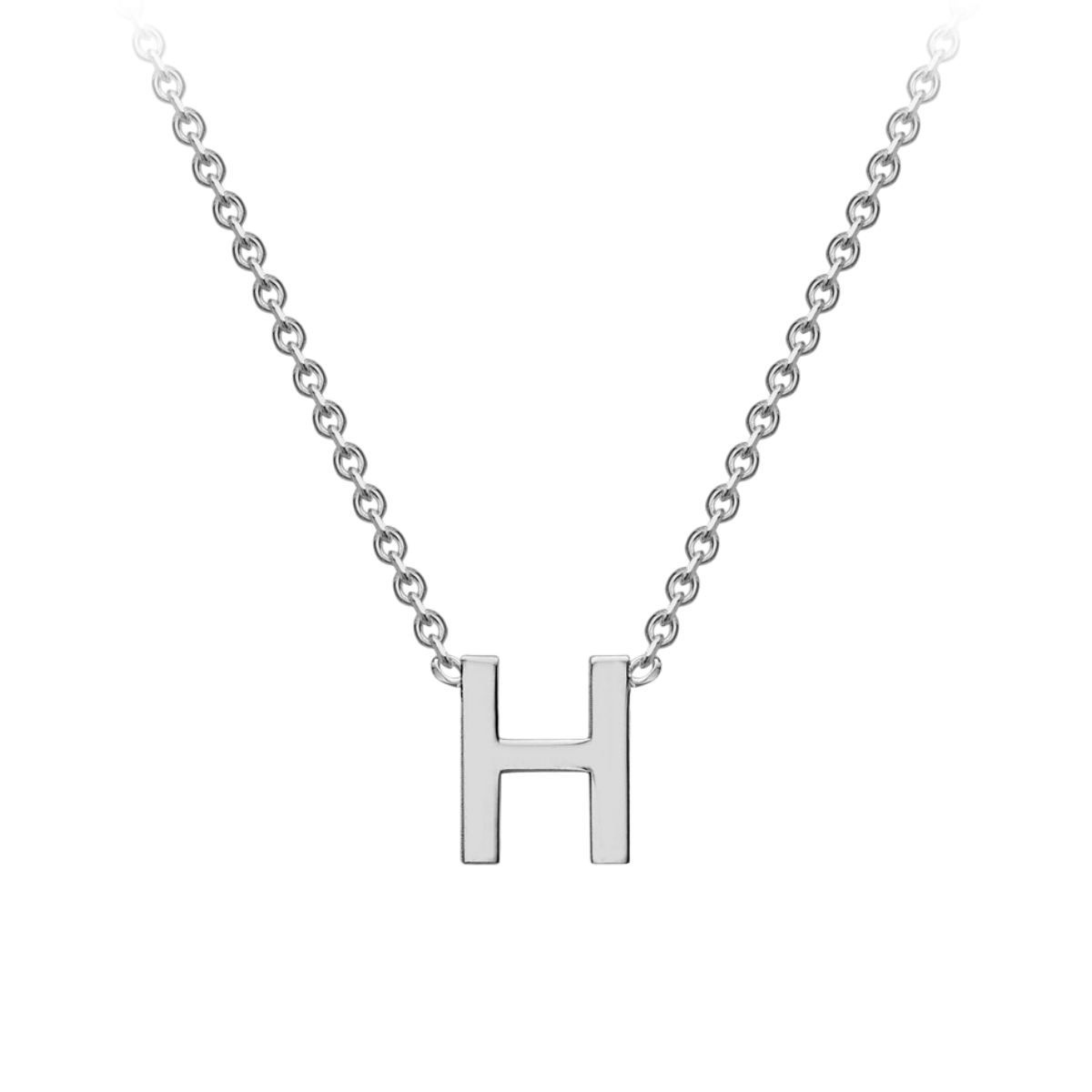 PETITE 'H' INITIAL NECKLACE | 9K SOLID WHITE GOLD
