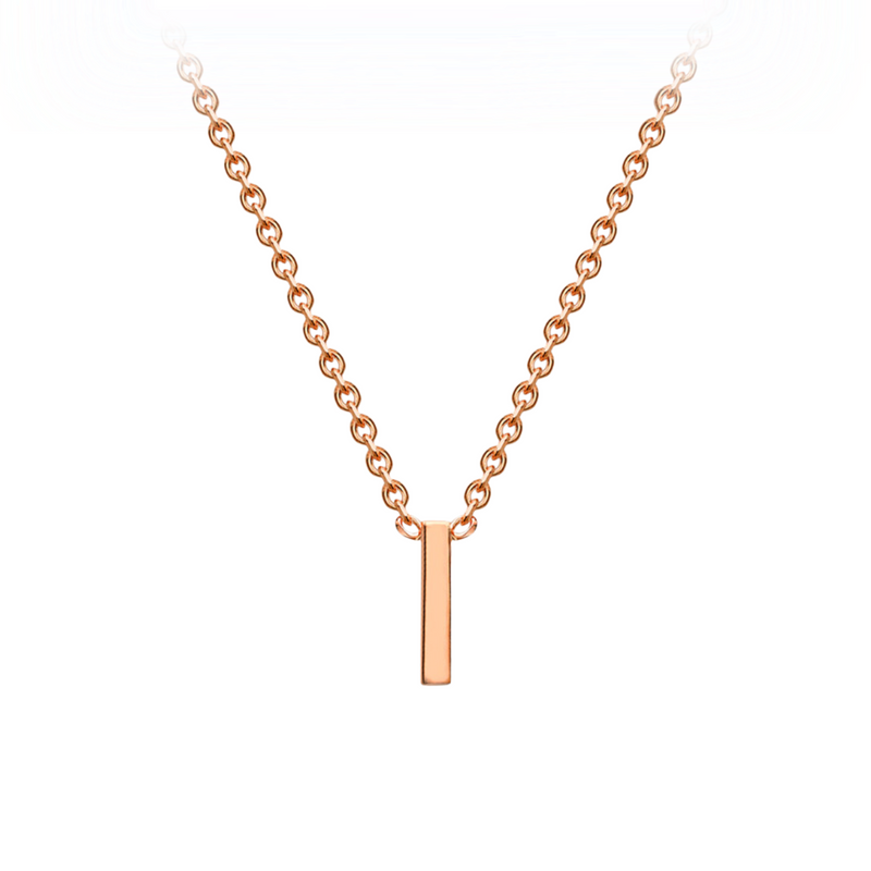 PETITE 'I' INITIAL NECKLACE | 9K SOLID ROSE GOLD
