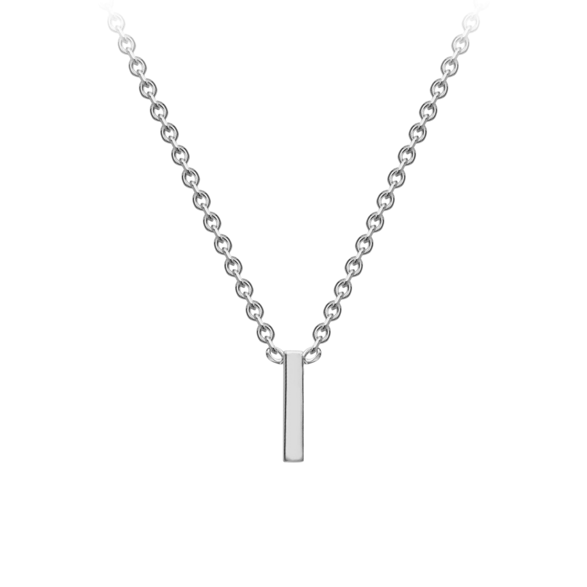 PETITE 'I' INITIAL NECKLACE | 9K SOLID WHITE GOLD