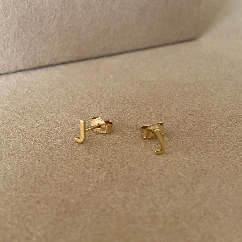 'J' INITIAL STUD EARRINGS | 9K SOLID GOLD