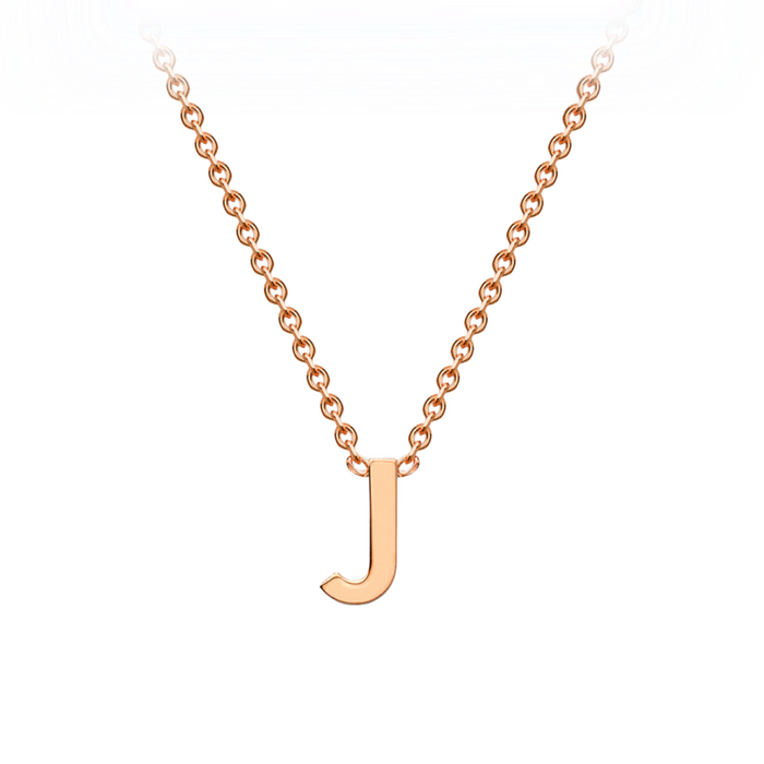 PETITE 'J' INITIAL NECKLACE | 9K SOLID ROSE GOLD