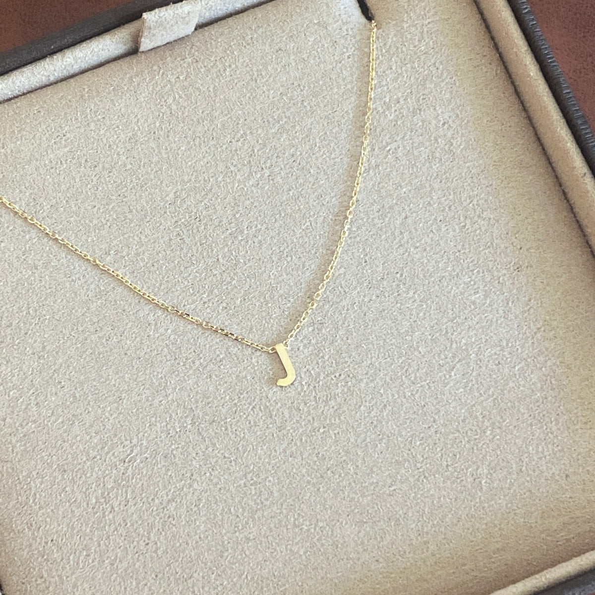 PETITE 'J' INITIAL NECKLACE | 9K SOLID GOLD