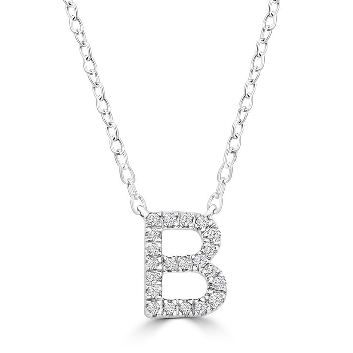 DIAMOND INITIAL NECKLACE | 9K SOLID WHITE GOLD