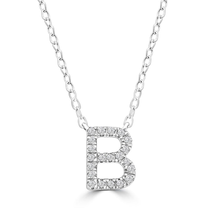 DIAMOND INITIAL NECKLACE | 9K SOLID WHITE GOLD