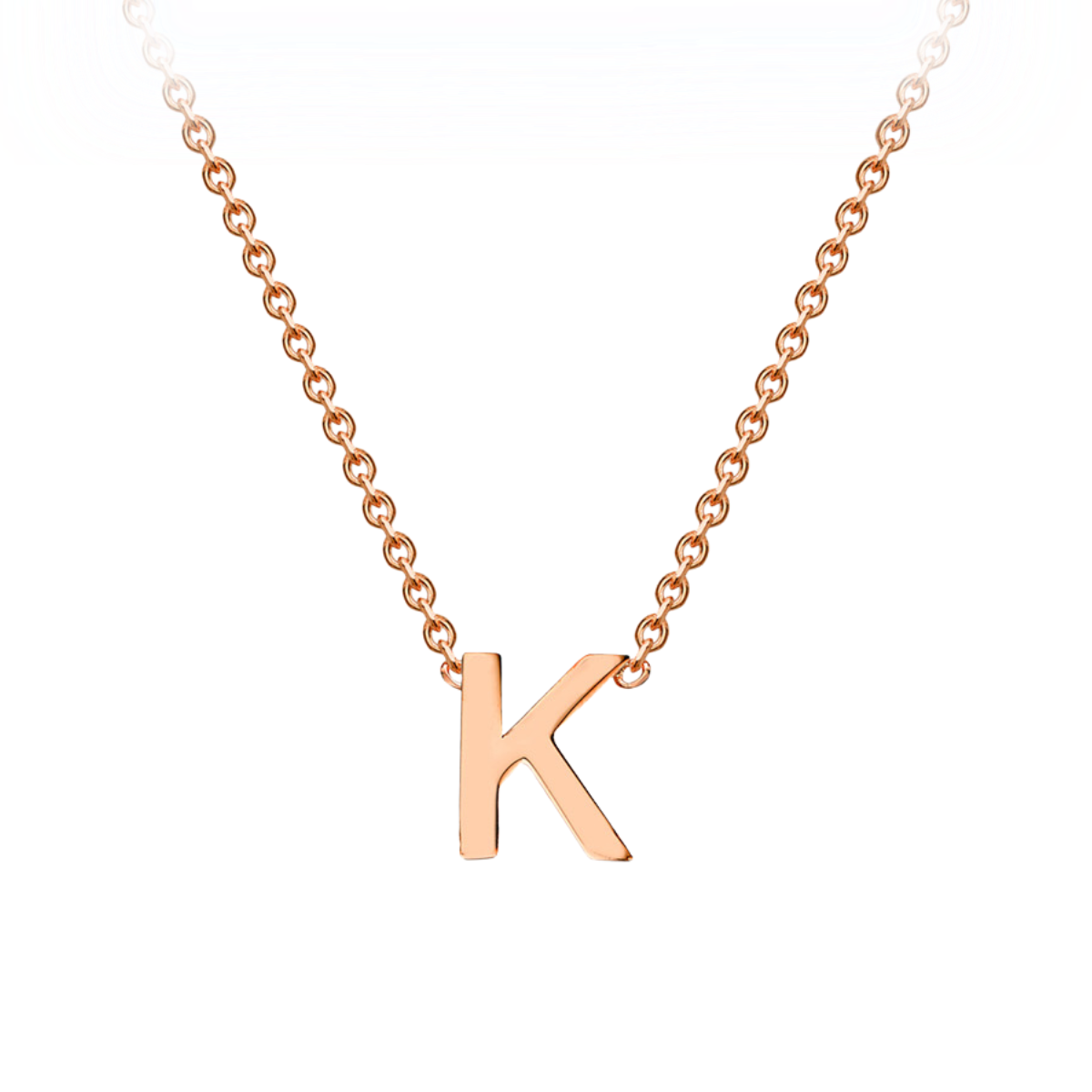 PETITE 'K' INITIAL NECKLACE | 9K SOLID ROSE GOLD