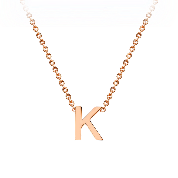 PETITE 'K' INITIAL NECKLACE | 9K SOLID ROSE GOLD