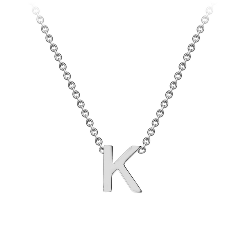 PETITE 'K' INITIAL NECKLACE | 9K SOLID WHITE GOLD