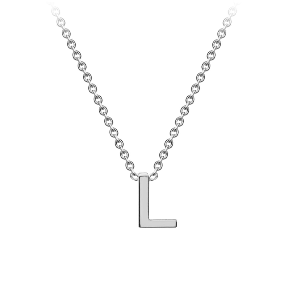 PETITE 'L' INITIAL NECKLACE | 9K SOLID WHITE GOLD