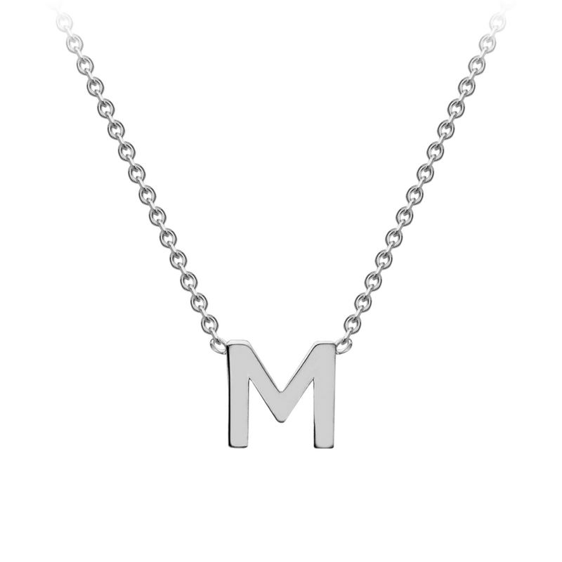 PETITE 'M' INITIAL NECKLACE | 9K SOLID WHITE GOLD