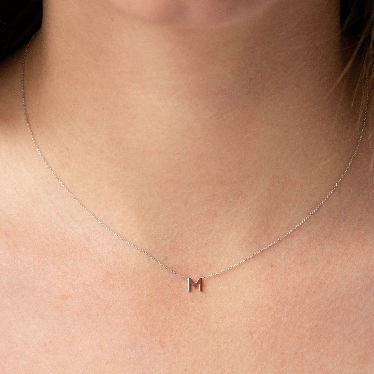PETITE INITIAL NECKLACE | 9K SOLID WHITE GOLD