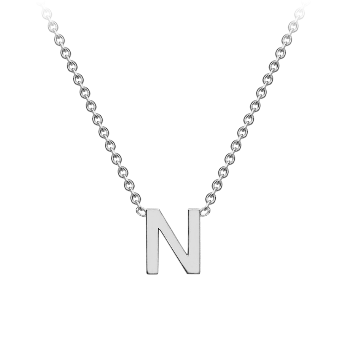 PETITE 'N' INITIAL NECKLACE | 9K SOLID WHITE GOLD
