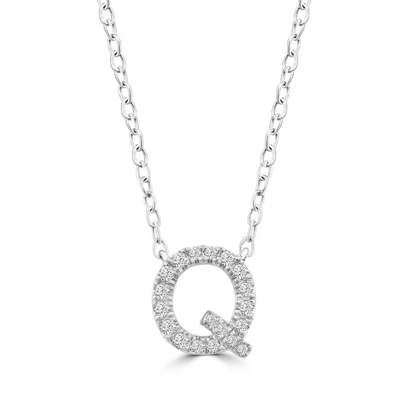 DIAMOND INITIAL NECKLACE | 9K SOLID WHITE GOLD