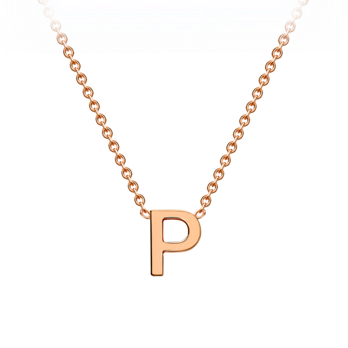 PETITE 'P' INITIAL NECKLACE | 9K SOLID ROSE GOLD