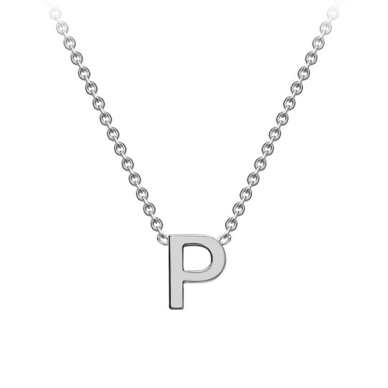 PETITE 'P' INITIAL NECKLACE | 9K SOLID WHITE GOLD